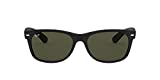 Ray-Ban RB2132 New Wayfarer Sunglasses, Rubber Black/Green, 55 mm