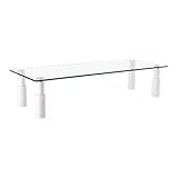 Mount Plus STB101 22.5 Inch Wide Tempered Glass Monitor Riser Desktop Stand Height Adjustable Table Top for Flat Screen LCD LED TV, Laptop, Notebook, Display (1 Pack)