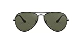 Ray-Ban RB3025 Classic Aviator Sunglasses, Black/Polarized G-15 Green, 58 mm
