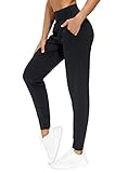 THE GYM PEOPLE Womens Joggers Pants with Pockets Athletic Leggings Tapered Lounge Pants for Workout, Yoga, Running, Training (Small, Black)