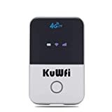 KuWFi 4G LTE Mobile WiFi Hotspot Unlocked Travel Partner Wireless 4G Router with SIM Card Slot Support LTE FDD B2/B4/B5/B12/B17 Network Band for AT&T/T-Mobile