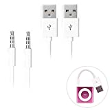 iPod Shuffle Cable, iAbler 2 Pack 3.5mm Jack/Plug to USB USB Power Charger Sync Data Transfer Cable for iPod Shuffle 3rd 4th 5th MP3/MP4