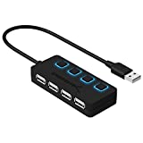 SABRENT 4-Port USB 2.0 Data Hub with Individual LED lit Power Switches [Charging NOT Supported] for Mac & PC (HB-UMLS)