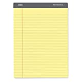 Office Depot Professional Legal Pad, 8 1/2in. x 11 3/4in, Narrow Ruled, 200 Pages (100 Sheets), Canary, pk of 4, 99502