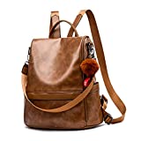 Women Backpack Purse PU Leather Anti-theft Casual Shoulder Bag Fashion Ladies Satchel Bags(Tan)
