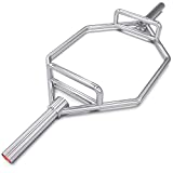Synergee 25kg Chrome Olympic Hex Barbell Trap Bar with Two Handles for Squats, Deadlifts, Shrugs and Power Pulls. 56” Long Bar with 10” Sleeve.
