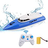 WomToy RC Boat, 2.4GHz High Speed Remote Control Boats for Lake/Pool/Pond, Electric RC Racing Boats for Adults & Kids-Blue