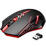 VicTsing Wireless Gaming Mouse with Unique Silent Click, 2 Programmable Side Buttons, 2400 DPI, Ergonomic Grips, 7-Button Design - Red