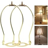 2Pcs 8” Lamp Shade Holder, Heavy Duty Lamp Harp Adapter Polished Brass Lamp Shade Parts, Replacement Lamp Shade Harp with Light Base for Table and Floor Lamps, Detachable Parts 1-7/16'(36MM)