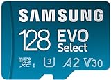 SAMSUNG EVO Select Micro SD-Memory-Card + Adapter, 128GB microSDXC 130MB/s Full HD & 4K UHD, UHS-I, U3, A2, V30, Expanded Storage for Android Smartphones, Tablets, Nintendo-Switch (MB-ME128KA/AM)
