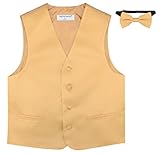 BOY'S Dress Vest & BOW TIE Solid GOLD Color Bow Tie Set size 2