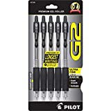 PILOT G2 Premium Refillable & Retractable Rolling Ball Gel Pens, Ultra Fine Point, Black Ink, 5-Pack (31306)