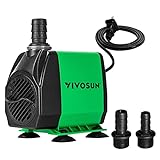 VIVOSUN 800GPH Submersible Pump(3000L/H, 24W), Ultra Quiet Water Pump with 10ft. High Lift, Fountain Pump with 6.5ft. Power Cord, 3 Nozzles for Fish Tank, Pond, Aquarium, Statuary, Hydroponics