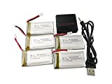 Fytoo 5Pcs 3.7V 1200mah Upgrade Li-Polymer Battery and 5in1 Batteries Charger for SYMA X5SW X5SC X5SC-1 RC Quadcopter Drone Replacement Battery Spare Parts