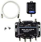 Arris 4-Port Bi-Directional Cable TV, OTA, Satellite HDTV Amplifier Splitter Signal Booster with Passive Return And Coax Cable Package - cableTVamps