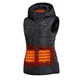 ORORO Women's Heated Vest with 90% Down Insulation and Detachable Hood (Battery Included)-Slim Fit (2XL) Black
