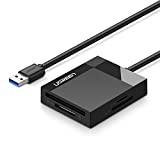 UGREEN SD Card Reader USB 3.0 Card Hub Adapter 5Gbps Read 4 Cards Simultaneously CF, CFI, TF, SDXC, SDHC, SD, MMC, Micro SDXC, Micro SD, Micro SDHC, MS, UHS-I for Windows, Mac, Linux