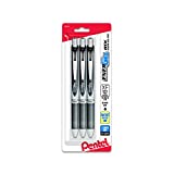 Pentel EnerGel RTX Retractable Liquid Gel Pen, (0.3mm) Needle Tip, Extra Fine Line, Black Ink, 3-Pk (BLN73BP3A)