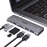 USB C Adapter for MacBook Pro/MacBook Air M1 2020 2019 2018 13' 15' 16', 6 in 1 USB-C Hub MacBook Pro Accessories with 3 USB 3.0 Ports,USB C to SD/TF Card Reader and 100W Thunderbolt 3 PD Port