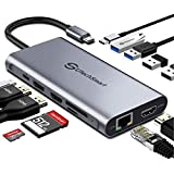 USB C Hub, USB C Docking Station, UtechSmart Triple Display 12 in 1 Type C Laptop Dock Station Adapter Compatible for MacBook and Windows(3HDMI PD3.0 SD TF Card Reader Gigabit Ethernet 4USB Ports)