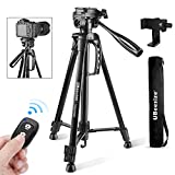 Camera Tripod, UBeesize 55-Inch Lightweight Aluminum Travel Tripod Stand for Canon Nikon Sony DSLR Digital Olympus Video Camera with Universal Smartphone Mount & Carry Bag & Bluetooth Remote