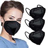 50pcs KN95 Face Mask Black 5 Layer Cup Dust Safety Masks Filter Efficiency≥95% Breathable Elastic Ear Loops Black Masks