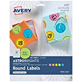 AVERY Astrobrights Round Labels with Sure Feed for Laser & Inkjet Printers, Assorted Colors, 1-2/3', 240 Labels (4330)