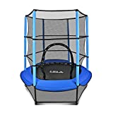 LBLA Kids Trampoline, 55” Mini Trampoline for Kids with Enclosure Net and Safety Pad, Heavy Duty Frame Round Trampoline with Built-in Zipper for Indoor Outdoor