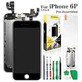 Compatible with iPhone 6 Plus Screen Replacement Black 5.5'',Hkhuibang Pre-Assembled LCD Touch Digitizer Display Full Assembly with OEM Front Camera Proximity Sensor Earpiece Speaker+Repair Tool