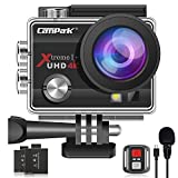 【2020 Upgrade】 Campark 4K 20MP Action Camera EIS External Microphone Remote Control WiFi Waterproof Camera with 170° Wide Angle and 2 Batteries