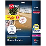 Avery 5294 High Visibility 2.5' Round Labels with Sure Feed for Laser Printers, 300 White Labels