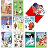 NobleWorks, Morning After - 10 Hilarious Adult Christmas Note Cards - Funny Assorted Xmas Stationery with Santa, Elves, Bears (w/Envelopes) A1251